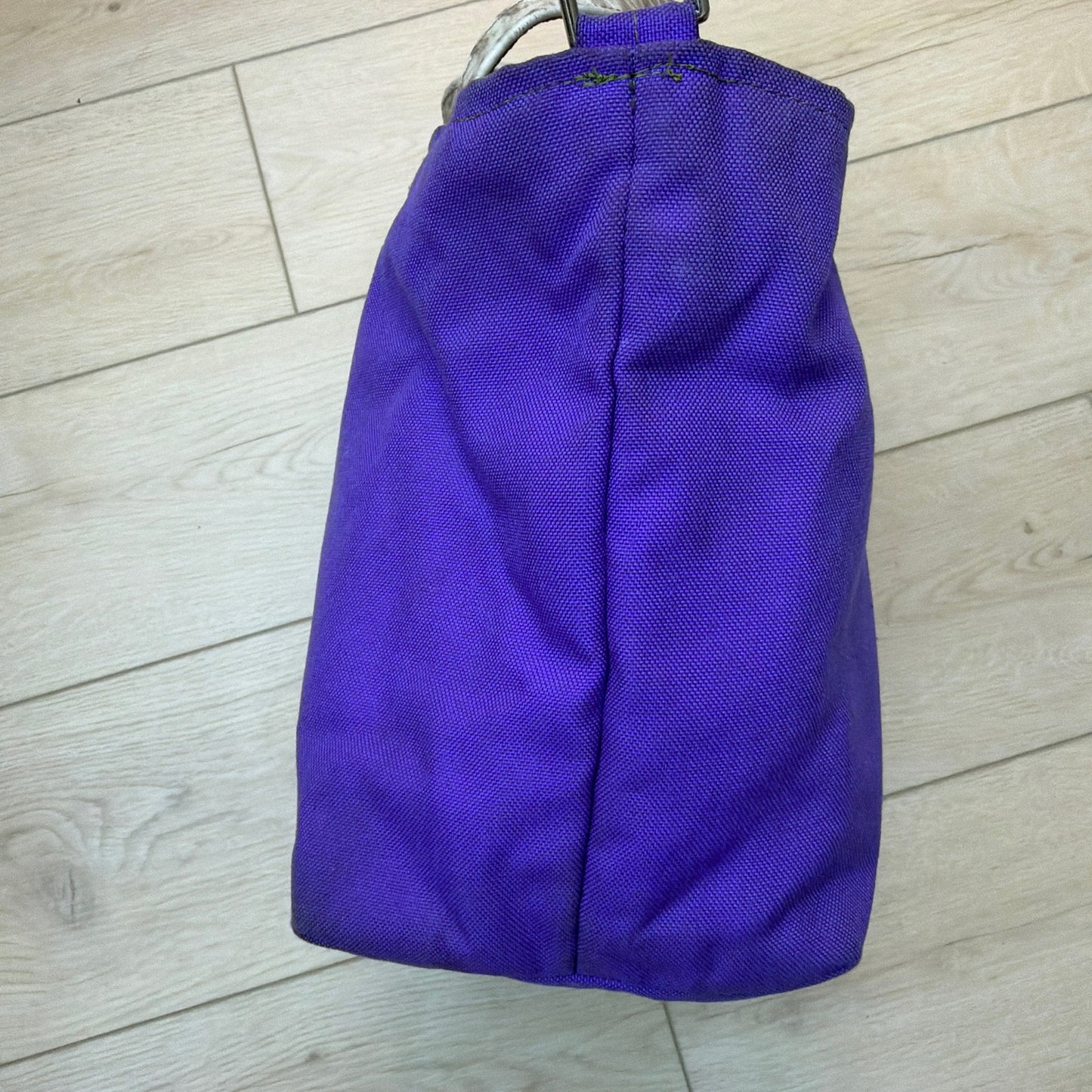 Laurel Dasso Purple Woven Tote Bag Croc Embossed Leather Trim 16x10x7