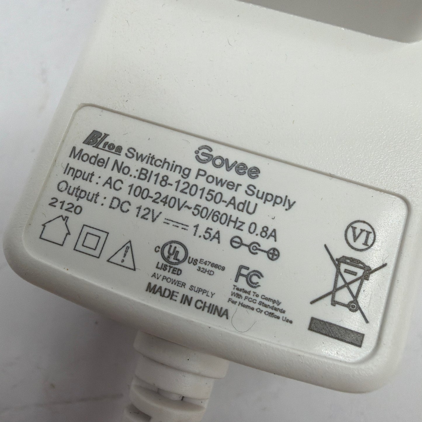 Govee B118-120150-AdU 12V 1.5A AC/DC Switching Power Adapter