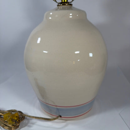 Vintage Ceramic Table Lamp Base Blue Heart Floral Pattern 22.5 in