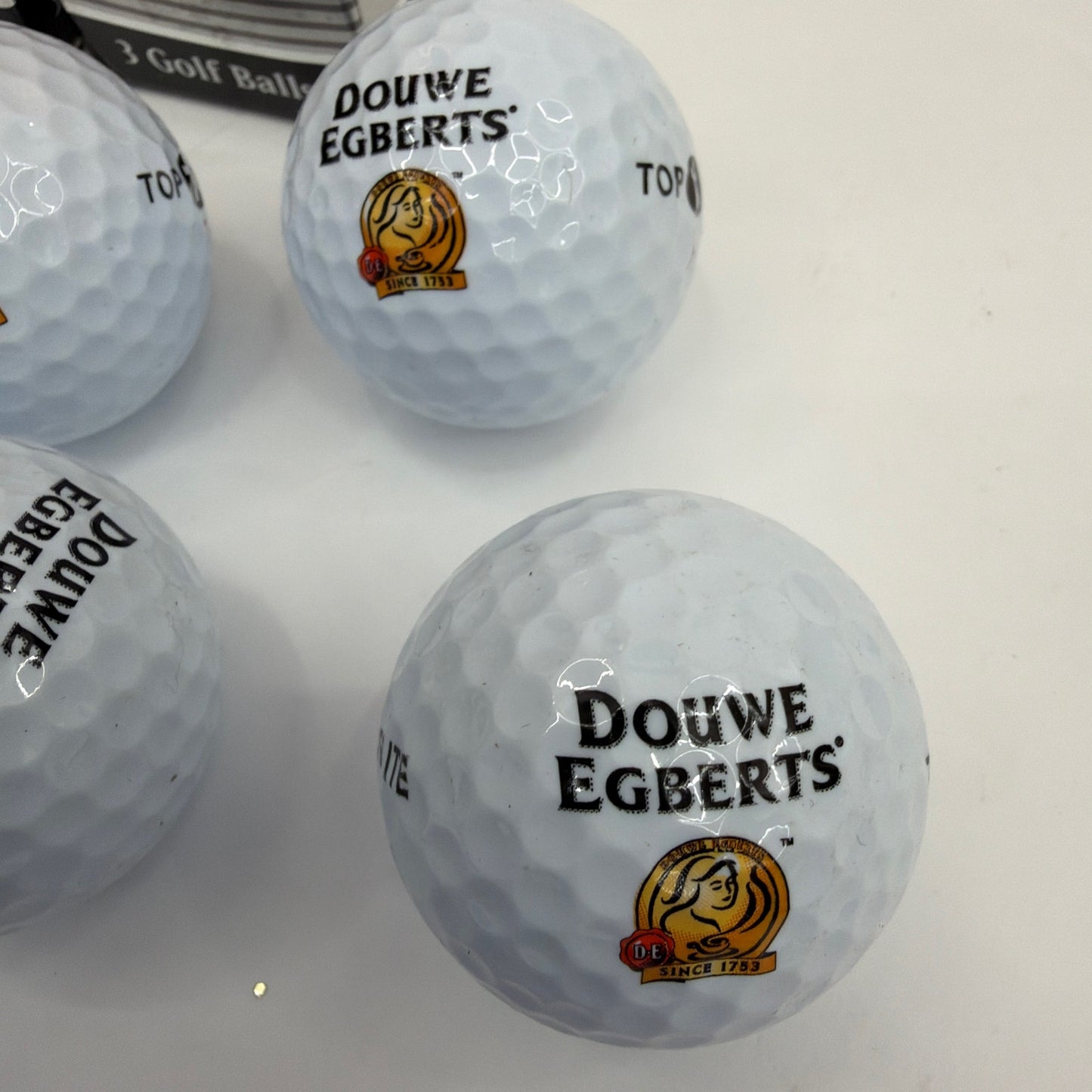 Top Flite Long & Soft Distance Golf Balls Douwe Egberts Logo Lot of 6