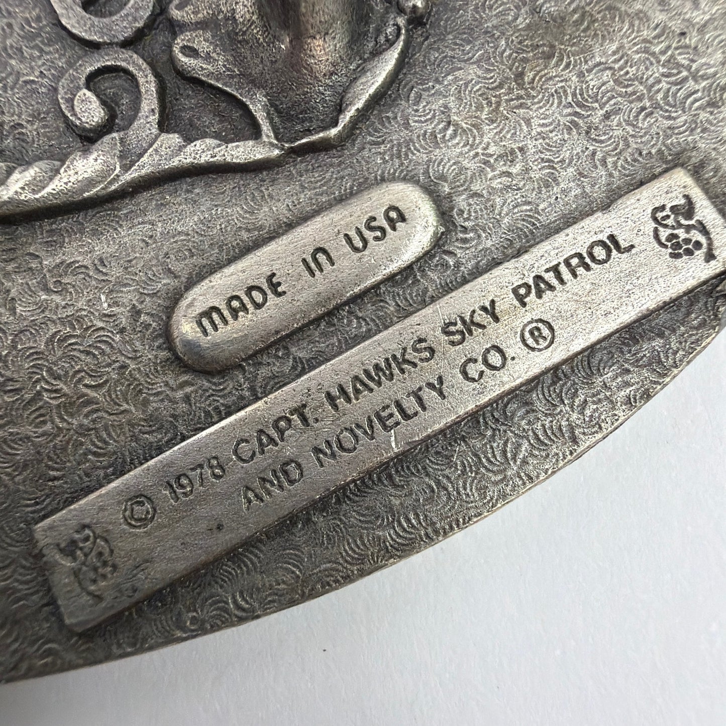1978 Capt Hawks Sky Patrol I’d Rather Be Fishing Belt Buckle 3.5" USA