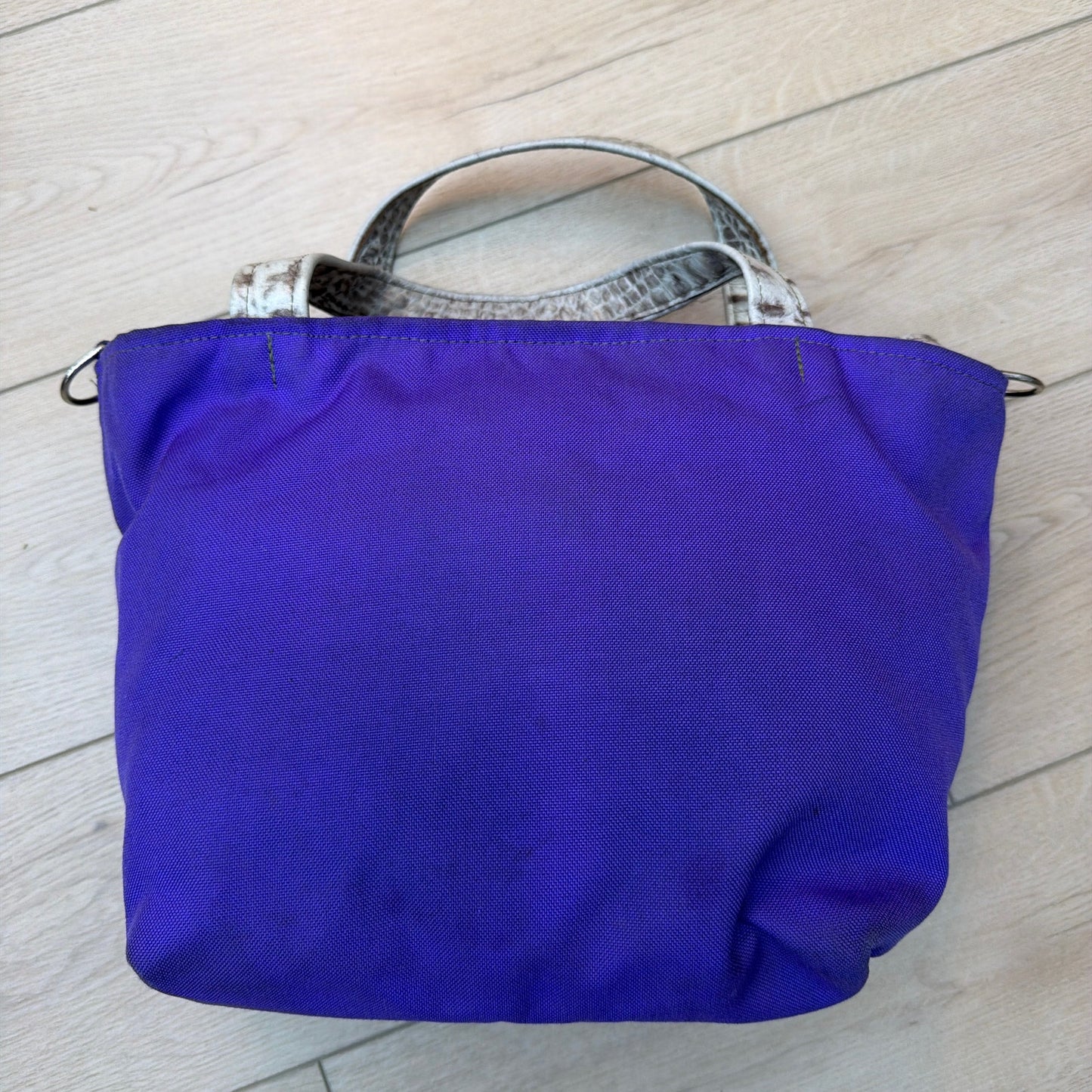 Laurel Dasso Purple Woven Tote Bag Croc Embossed Leather Trim 16x10x7