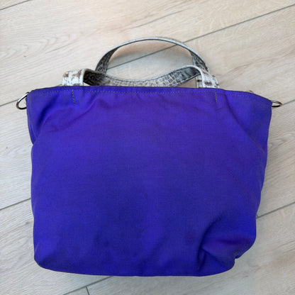 Laurel Dasso Purple Woven Tote Bag Croc Embossed Leather Trim 16x10x7