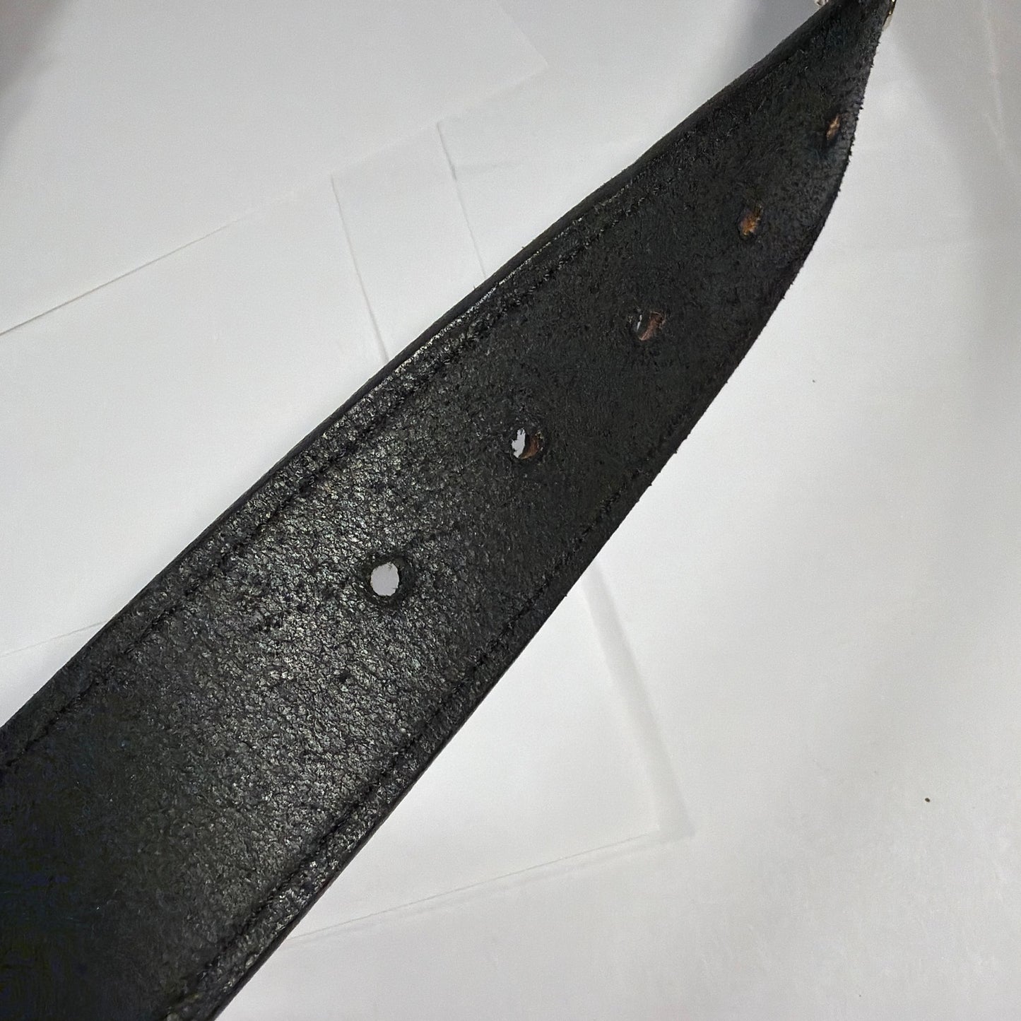Tory Burch Black English Bridle Leather Belt Size 28 Solid Brass Buckle