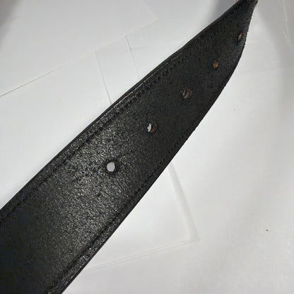 Tory Burch Black English Bridle Leather Belt Size 28 Solid Brass Buckle