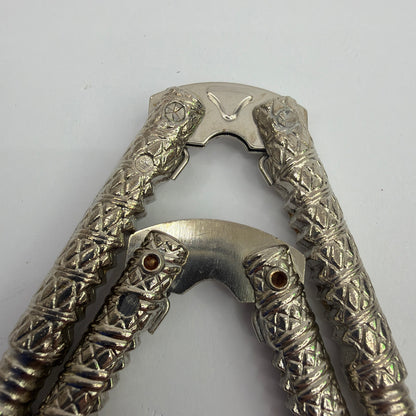 Ornate Silver-Tone Metal Nutcracker Set with 2 Picks
