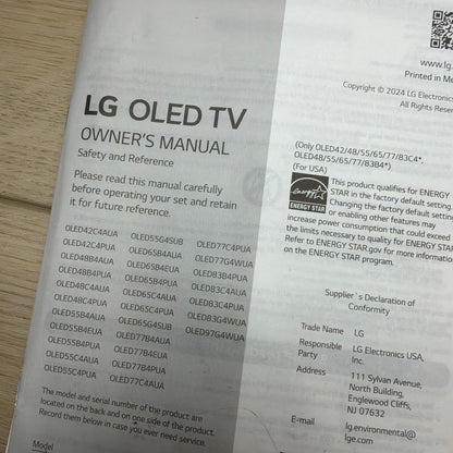LG OLED TV Stand Base Front MAM65999706 MEZ64114724 for C4 Series