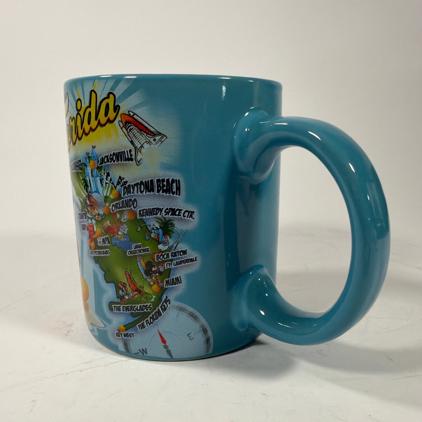 Disney Welcome to Florida Mickey Mouse Ceramic Mug Blue 3.75 Inch
