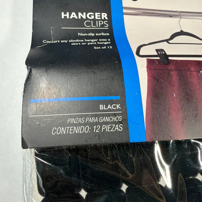 ORG Well Organized Black Hanger Clips Set of 12 for Slimline Hangers
