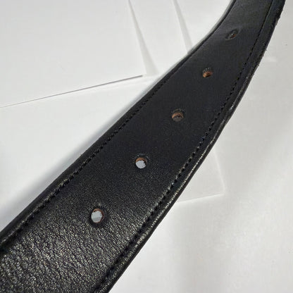 Tory Burch Black English Bridle Leather Belt Size 28 Solid Brass Buckle