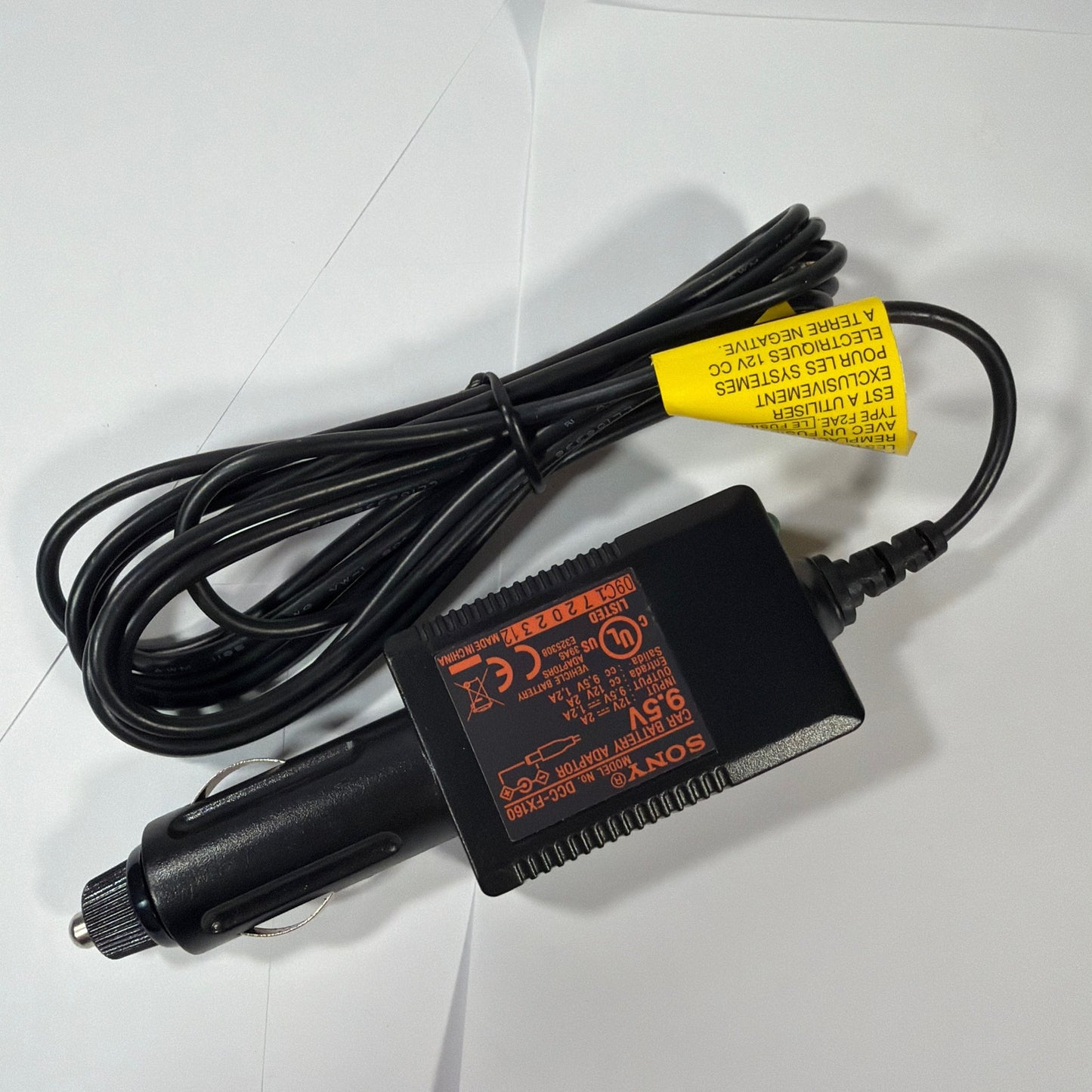 Sony DCC-FX160 9.5V Car Battery Adaptor Power Cord Tested Working