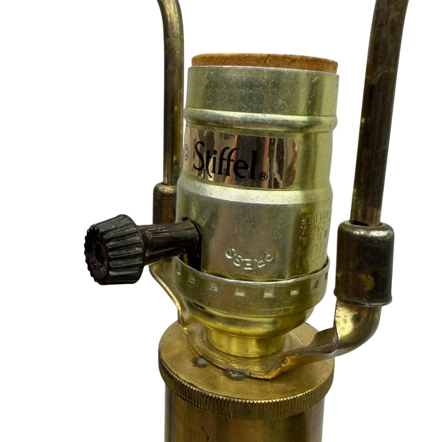 Vintage Stiffel Brass Torch Flame 33" Table Lamp w/ Harp & Finial