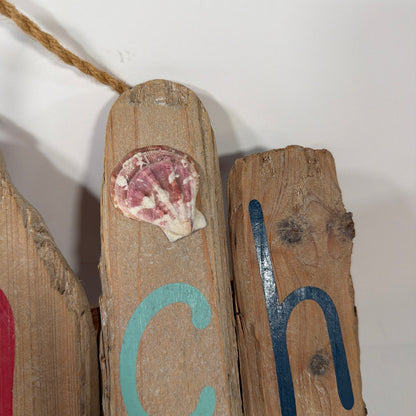 Rustic Wooden Beach Hanging Sign 14 x 9 x 1 in