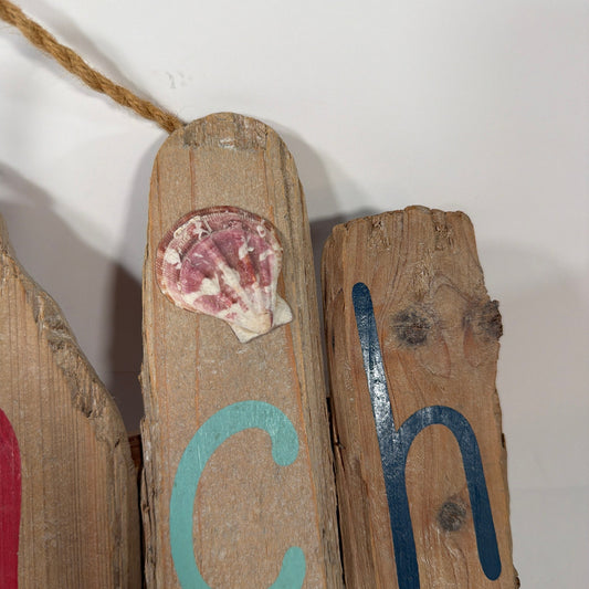 Rustic Wooden Beach Hanging Sign 14 x 9 x 1 in