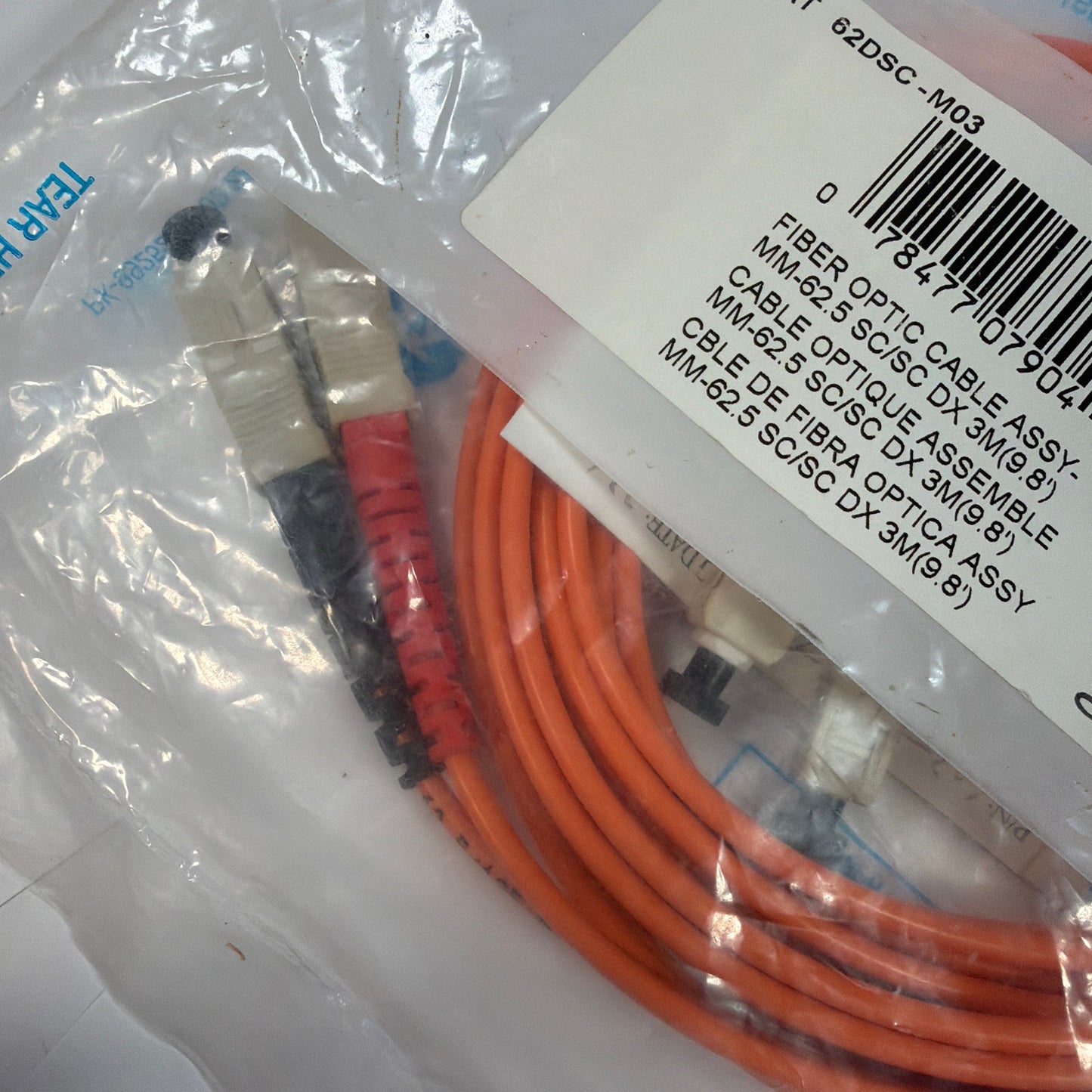 Leviton 62DSC-M03 Duplex SC-SC Multimode Fiber Optic Patch Cable 3m 62.5/125