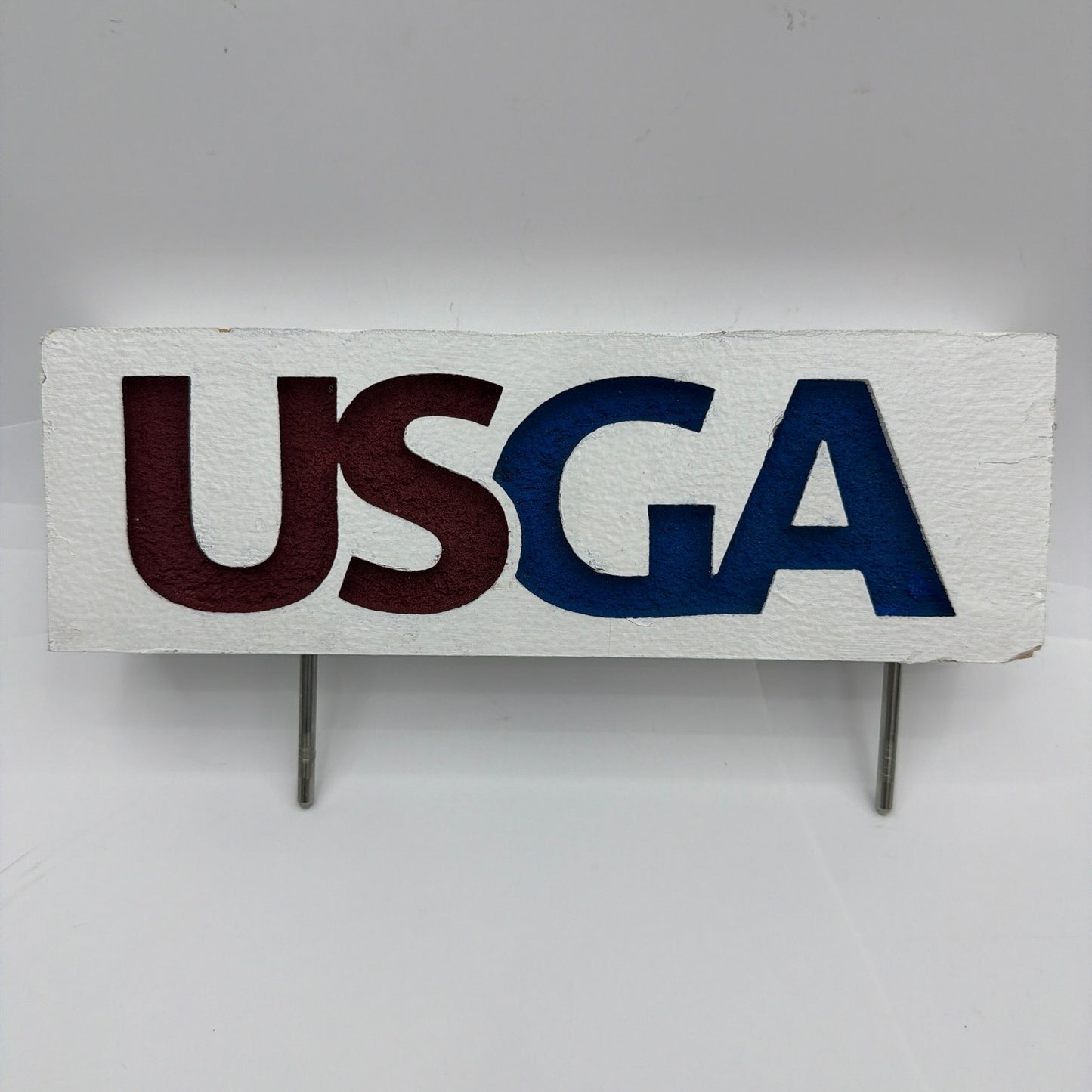 USGA Wood Golf Tee Marker Sign With Metal Stakes 10 Inch