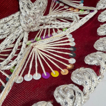 Sombreros Sanchez Red Velvet Charro Sombrero Hat Silver Trim Sequins 15in