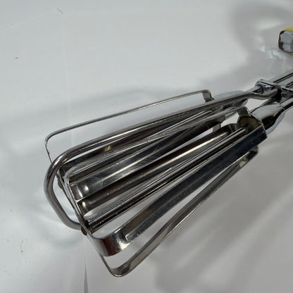 Maynard Manual Hand Crank Egg Beater Mixer Yellow Handle Chrome Cracked Handle