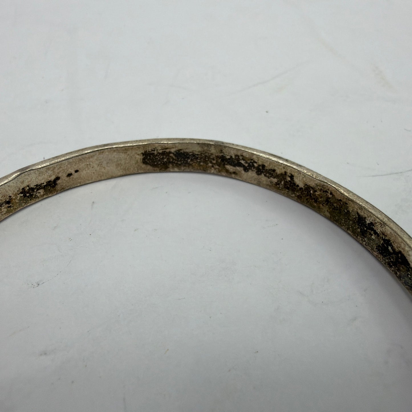Mexico Sterling Silver Floral Stamped Bangle Bracelet 16.5g 2.5 in