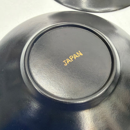 Vintage Japan Black Lacquerware Round Coasters 4.75 in Diameter Lot of 5