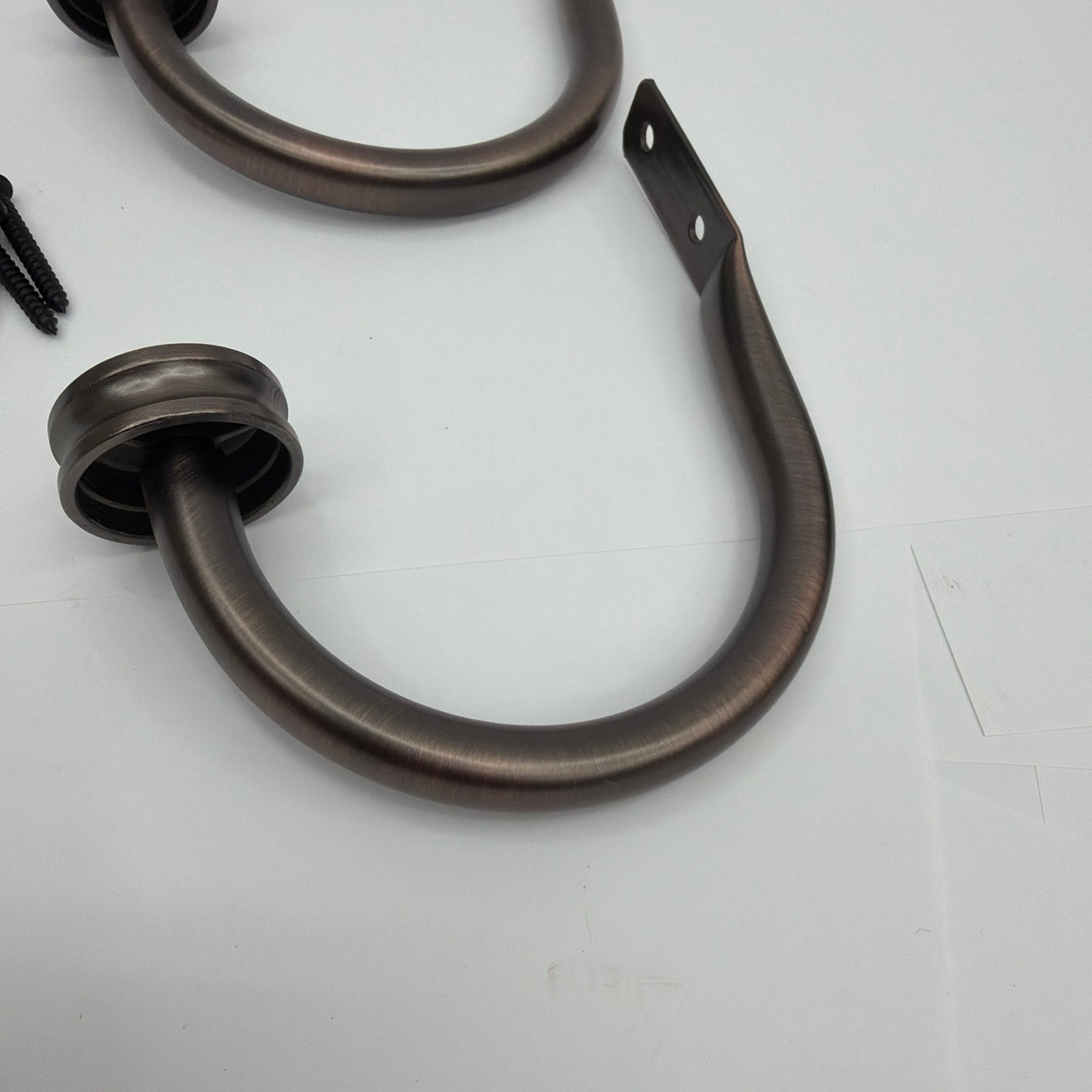 Set of 2 Oil Rubbed Bronze Scroll Curtain Holdbacks with Screws