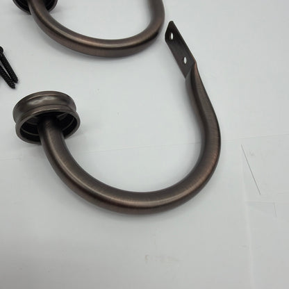 Set of 2 Oil Rubbed Bronze Scroll Curtain Holdbacks with Screws