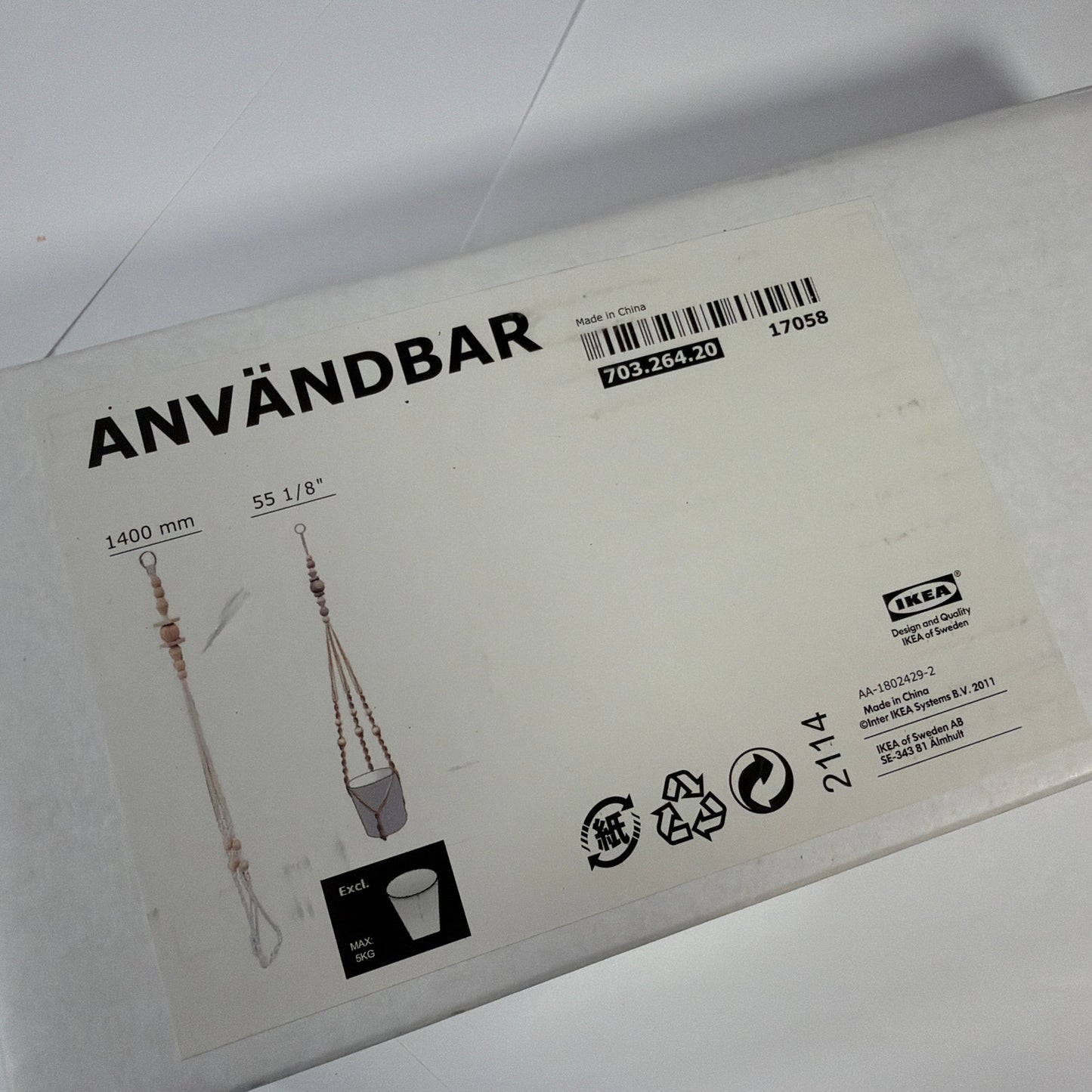 IKEA ANVÄNDBAR Hanging Plant Holder 703.264.20 1400mm New in Box
