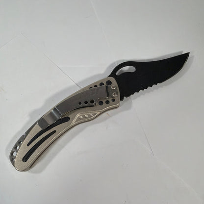 Schrade Aviator Folding Pocket Knife Partially Serrated Black Blade