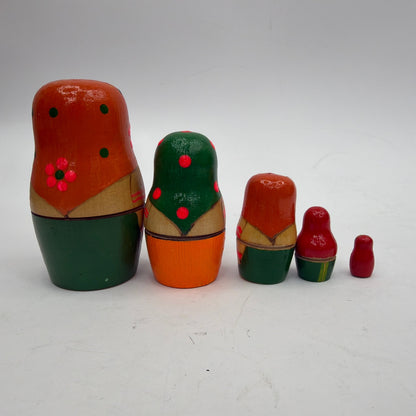 Vintage Russian Matryoshka Nesting Dolls Set of 5 "Alyonka" with Paper Label