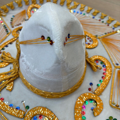 Pigalle XXXXX White Charro Sombrero Hat with Gold Trim and Sequins 23 in