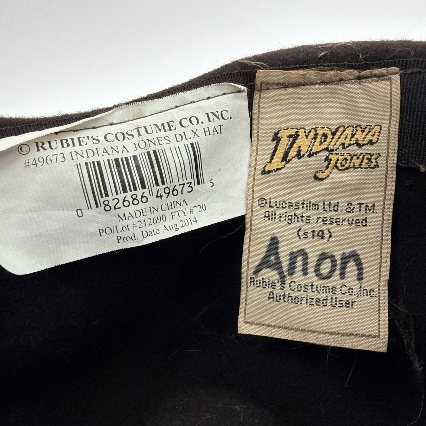 Rubie’s Indiana Jones DLX Fedora Hat #49673 Dark Brown/Black Approx 7 in Opening