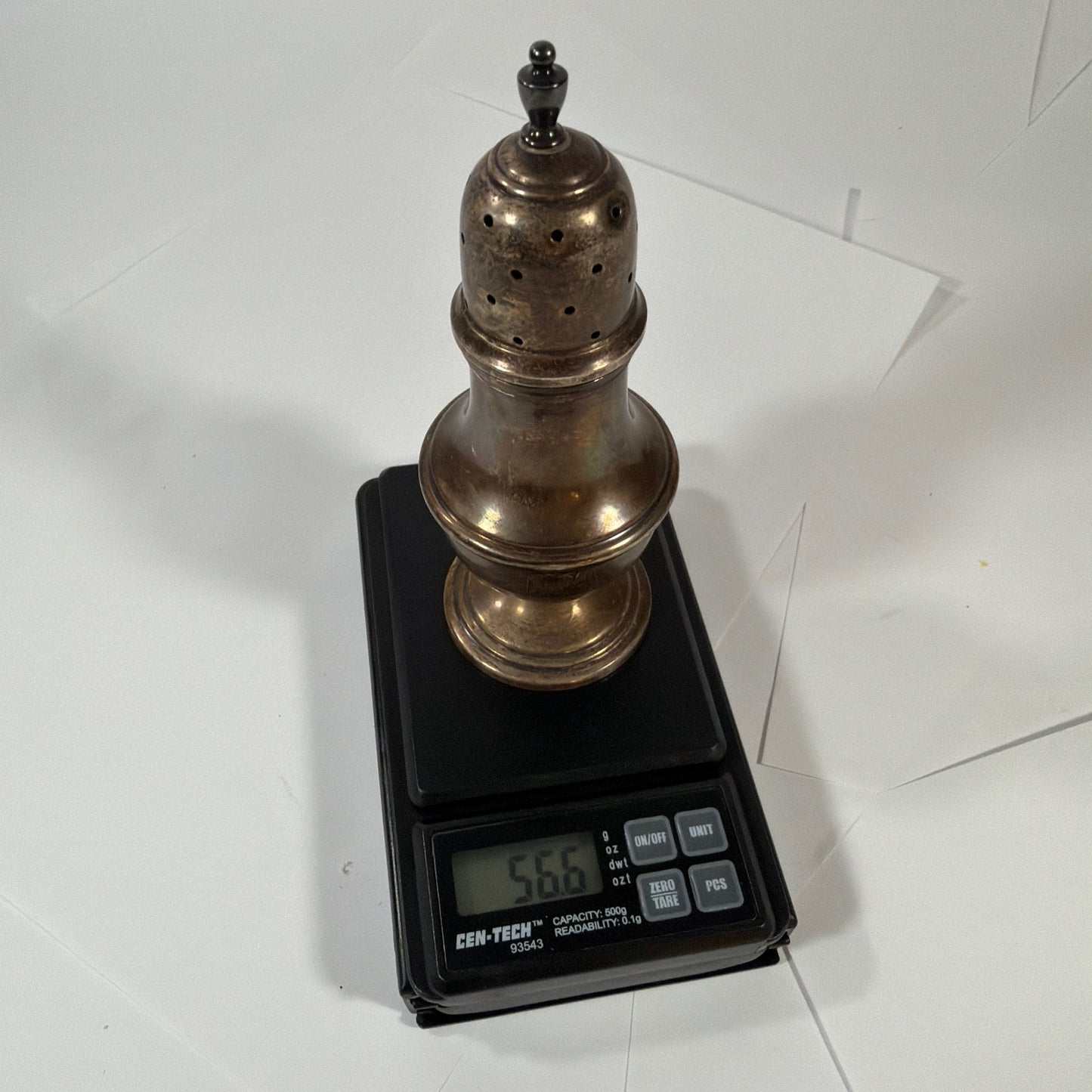 Vintage Sterling Silver Muffineer Sugar Shaker Marked M Sterling 857 5 in 56.6g
