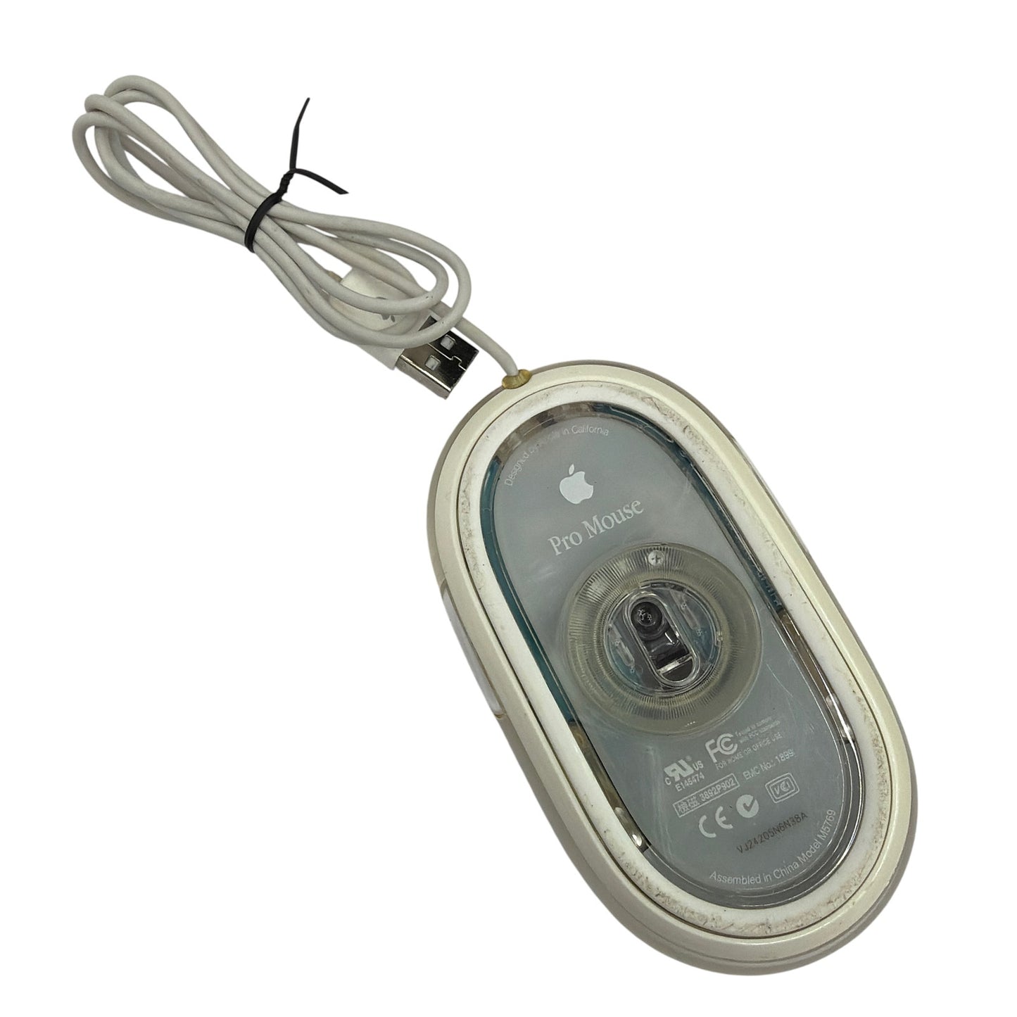 Apple Pro Mouse M5769 USB Wired Optical Mouse White Clear Tested Working