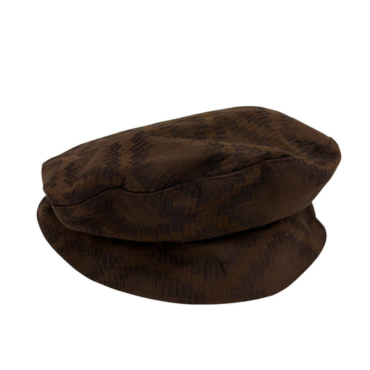 Philippe Guestault Paris Brown Woven Checkerboard Newsboy Baker Boy Cap