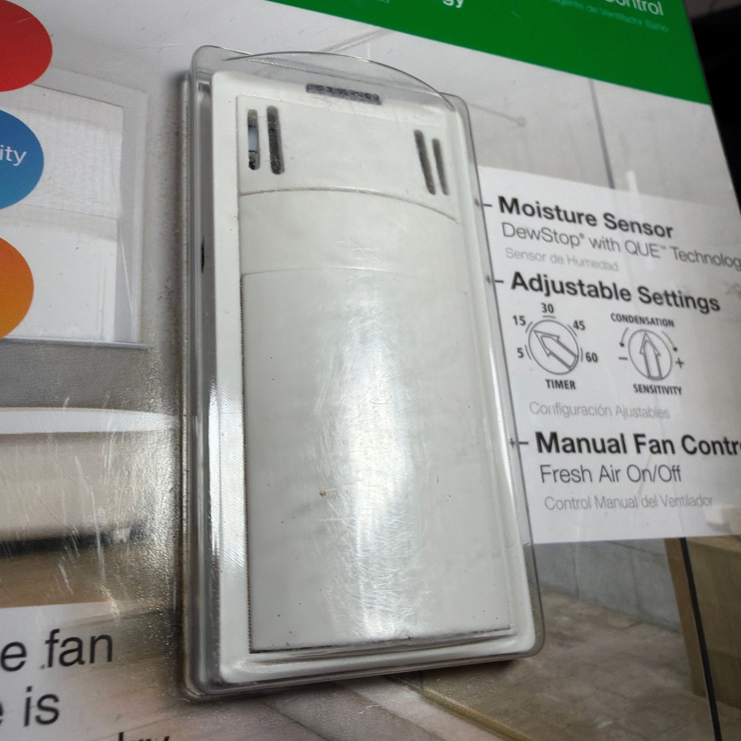 DewStop Moisture HS-C00-W7 Smart Bathroom Fan Control Switch White