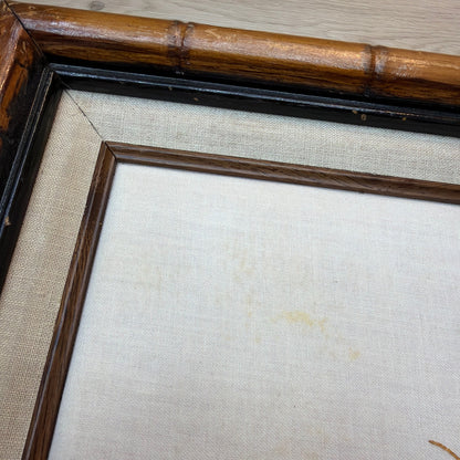 Framed Tiger Needlework Cross Stitch Wall Art 16 x 20 Bamboo Style Frame