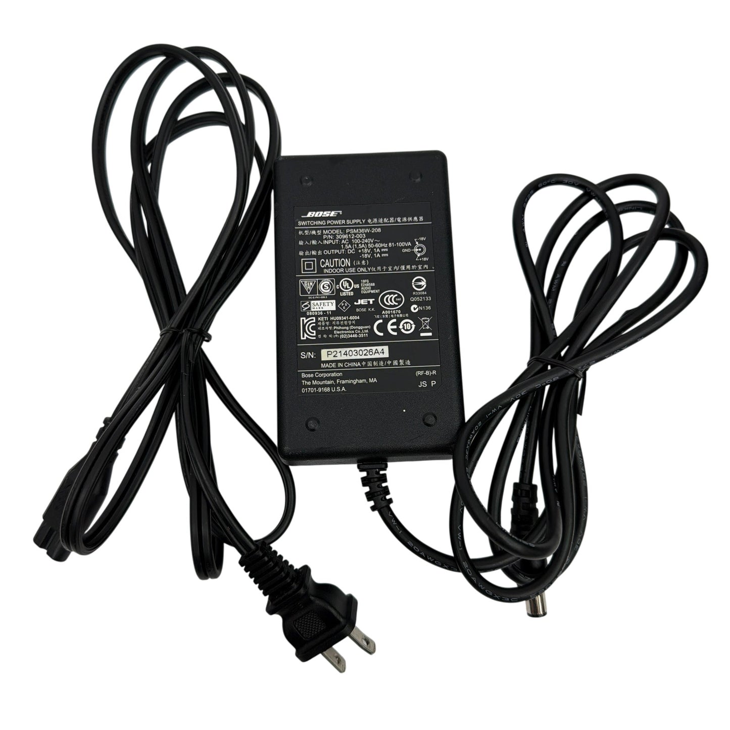 Bose PSM36W-208 Switching Power Supply P/N 309612-003 ±18V 1A Adapter