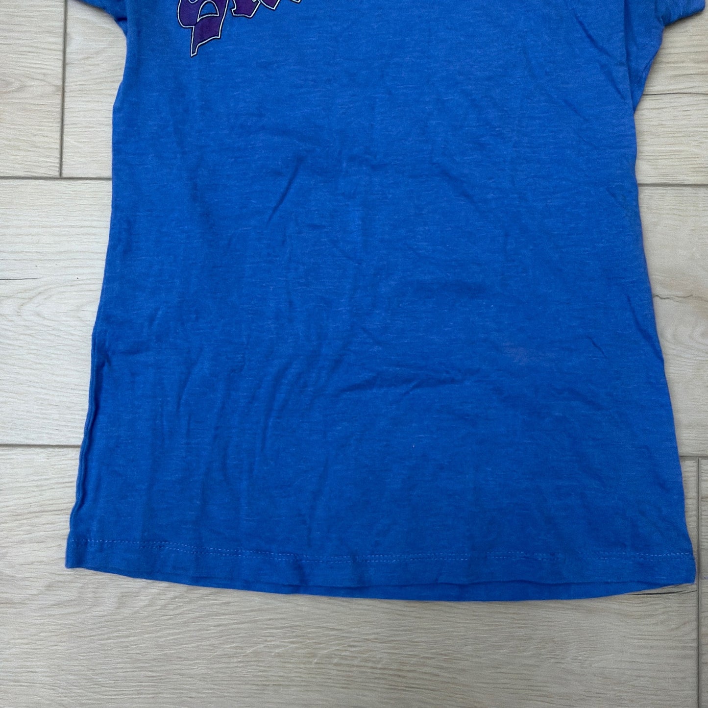 Skin Industries Womens Large Blue V-Neck Graphic T-Shirt Wings