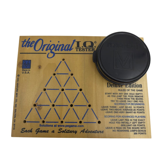Vintage The Original I.Q. Tester Deluxe Edition Peg Game 1976 Venture Mfg