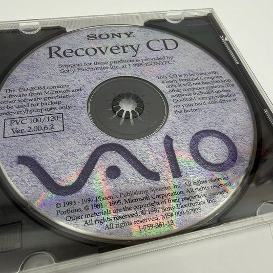 Sony VAIO Recovery CD PVC100/120 Ver 2.00 6.2 1-759-381-13