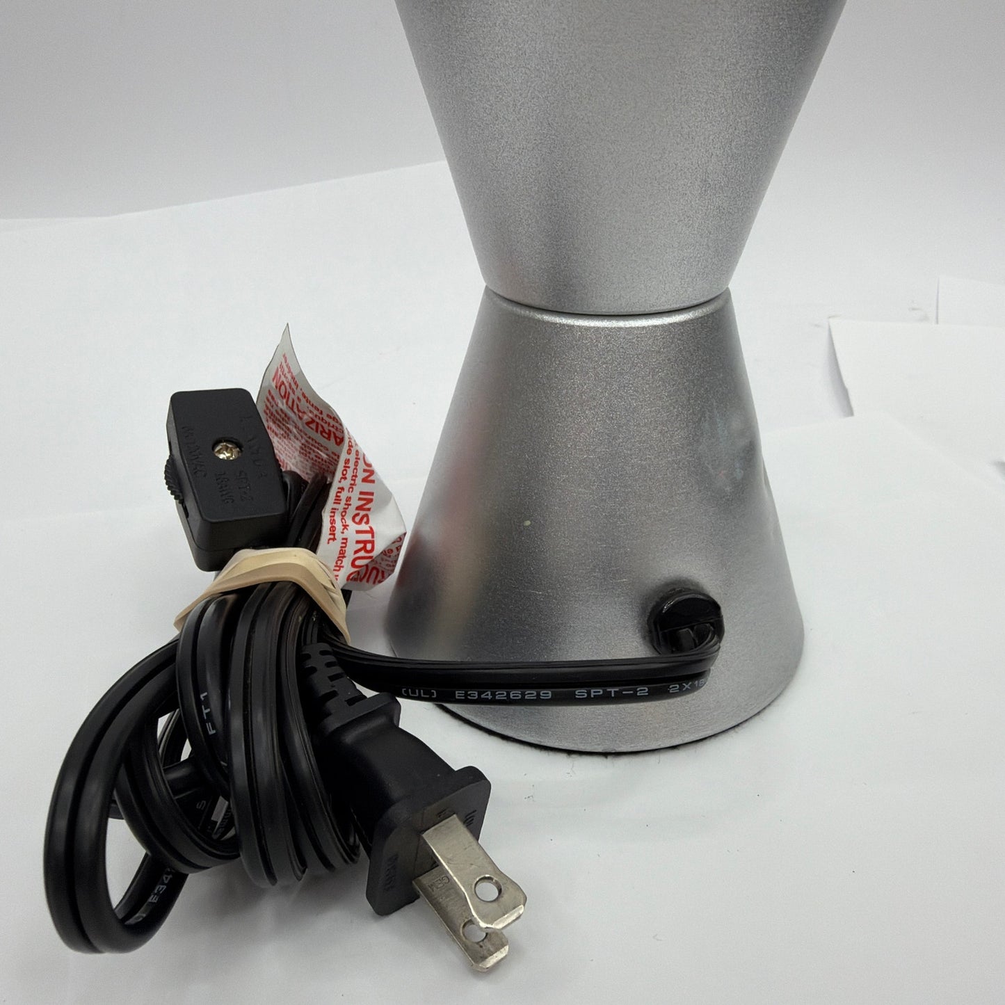 Silver Motion and Glitter Lamp Model 2000 6 Inch Tested Working