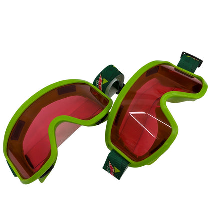 Lot of 2 Mountain Dew Promotional Ski / Snowboard Goggles Green with Red Lenses