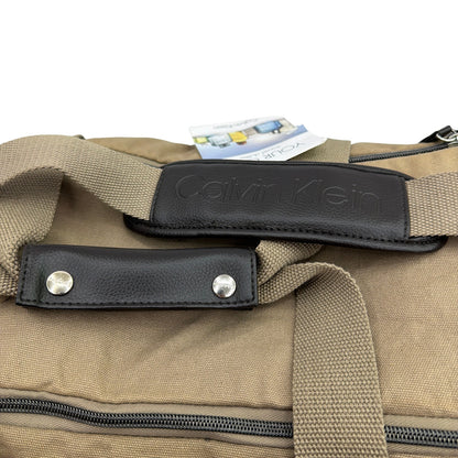 Calvin Klein Tan Canvas Travel Duffle Bag with Black Trim Gift With Purchase