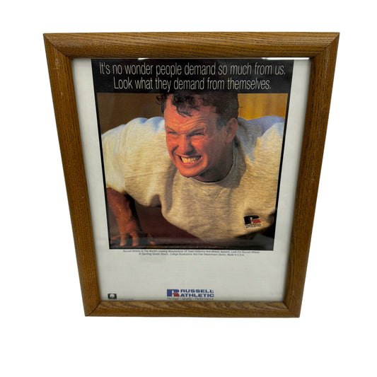 Vintage 1992 Russell Athletic Framed Advertising Wall Decor 9 x 11