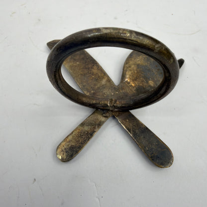Brass-Tone Fork and Knife Napkin Rings 28mm Inner Diameter Lot of 5