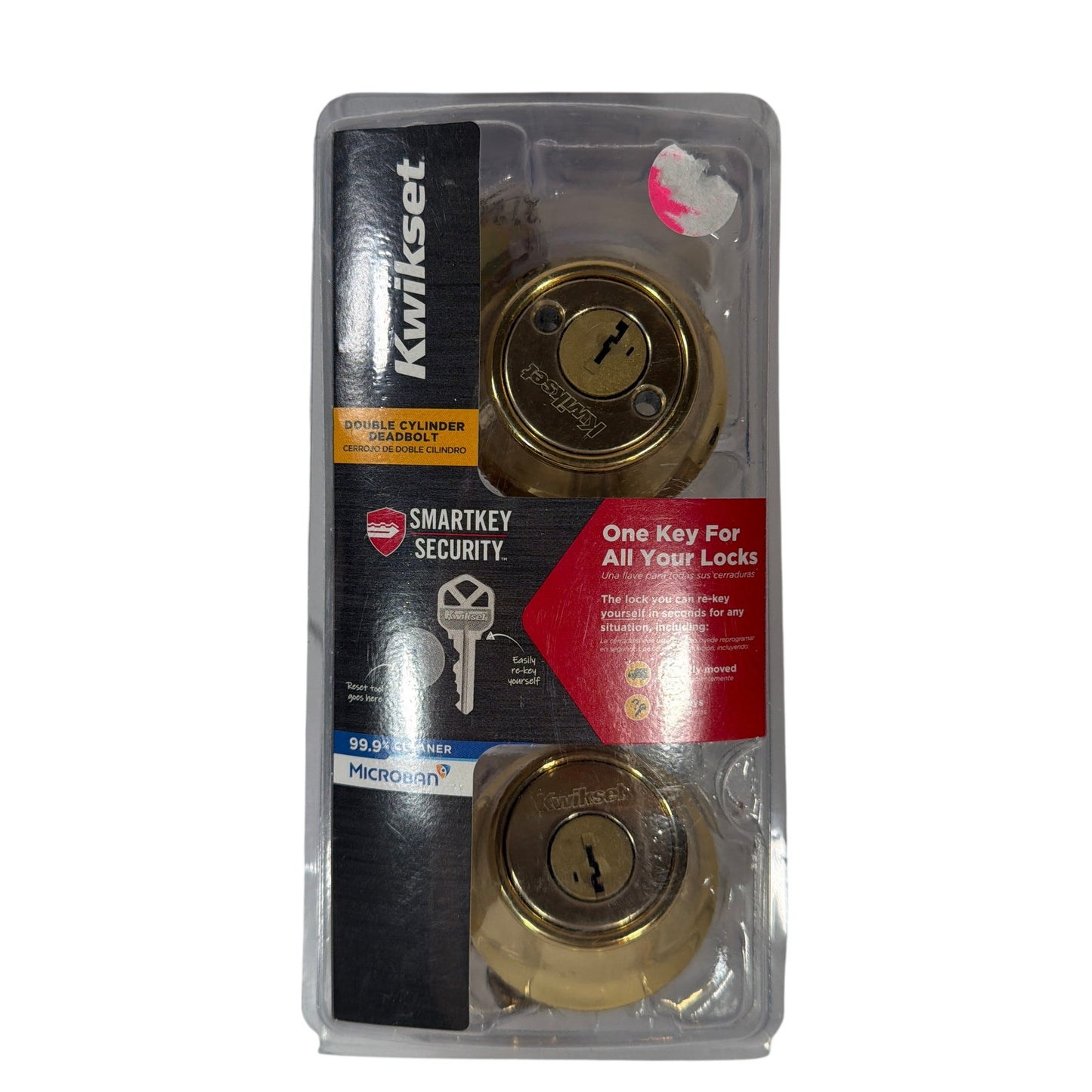 Kwikset 665 SmartKey Double Cylinder Deadbolt Polished Brass Microban New Sealed