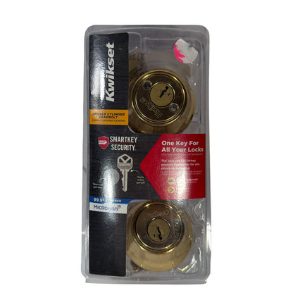 Kwikset 665 SmartKey Double Cylinder Deadbolt Polished Brass Microban New Sealed