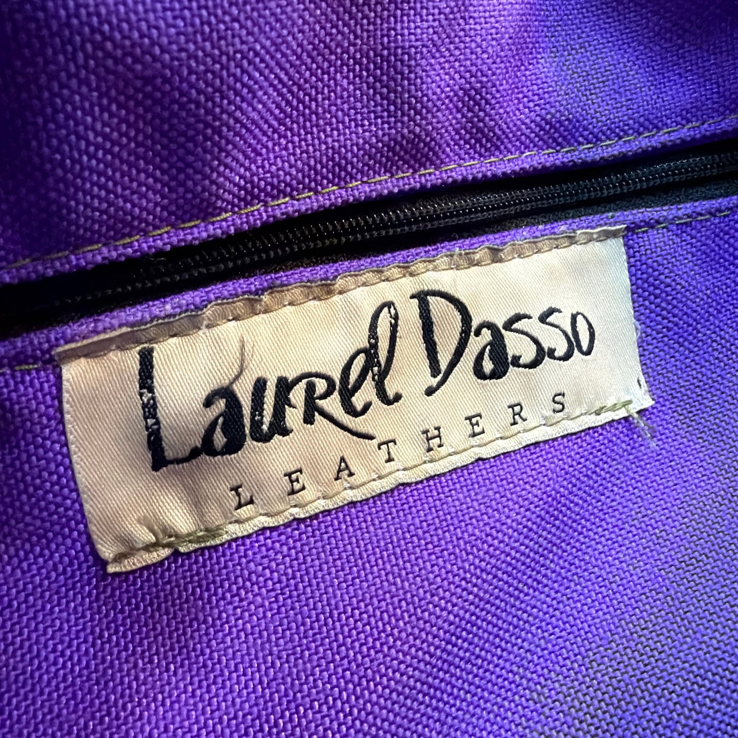 Laurel Dasso Purple Woven Tote Bag Croc Embossed Leather Trim 16x10x7