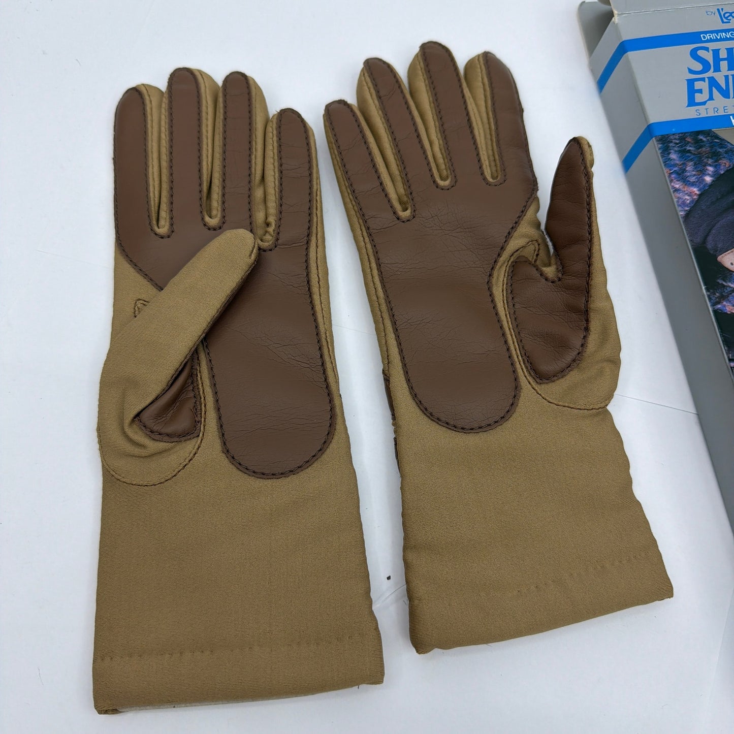 Vintage L'eggs Sheer Energy Driving Gloves Camel Mink One Size Knit Lined