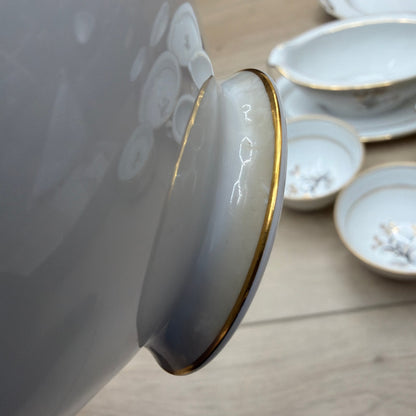 Noritake Winton 5521 White Gold Floral China Dinnerware Set Service for 8